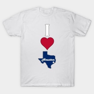 Vertical I Love Houston / I Heart Houston Lone Star State Texan T-Shirt